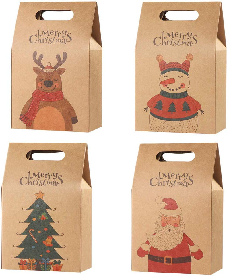 BESTONZON bolsas de regalo de navidad papel kraft fiesta creativa única favorece bolsas bolsas de regalos bolsas de envoltura de regalos para banquete de cumpleaños de navidad 16 piezas
