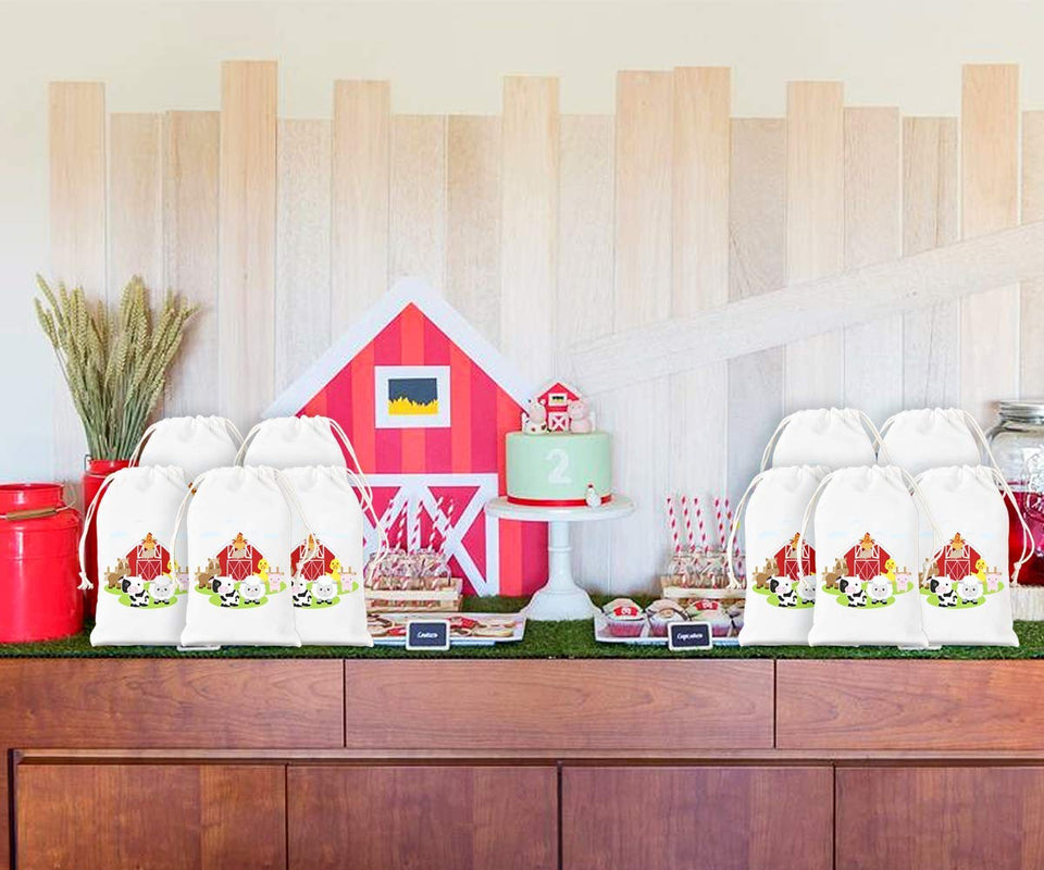 KREATWOW Animal Farm Party Party Bags Barnyard Treat Treat Goody Candy Bags para Fiesta de Cumpleaños Baby Shower Supplies 12 Pack