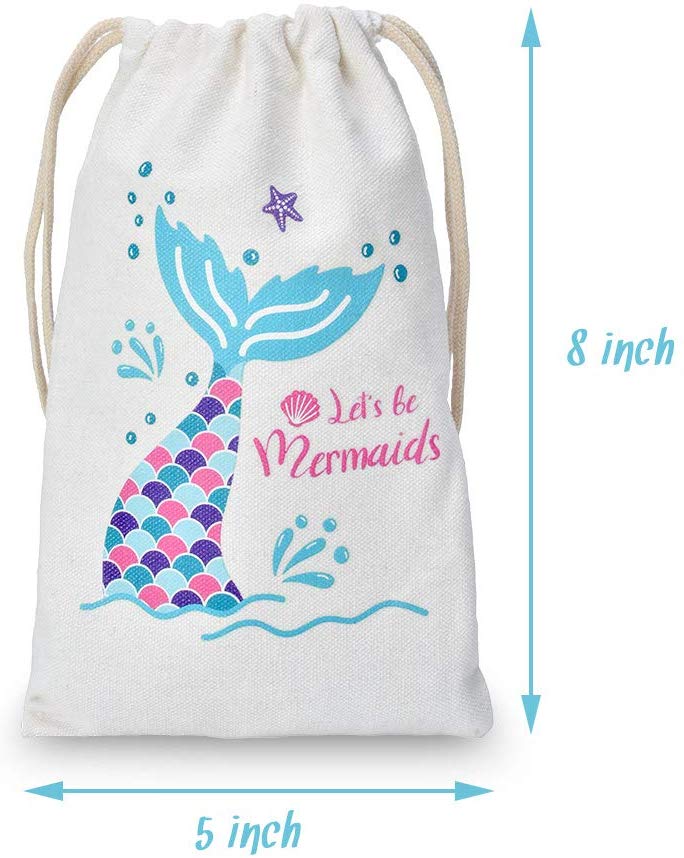 Mermaid Party Favor Bags Cordón Goody Bags for Mermaid Party Supplies 10 Pack