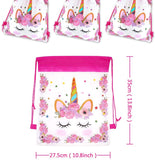Paquete de 18 mochilas con cordón de unicornio viaky unicornio con cordón para fiesta de cumpleaños, fiesta de cumpleaños, bolsa de regalo para baby shower, bolsas de dibujos animados