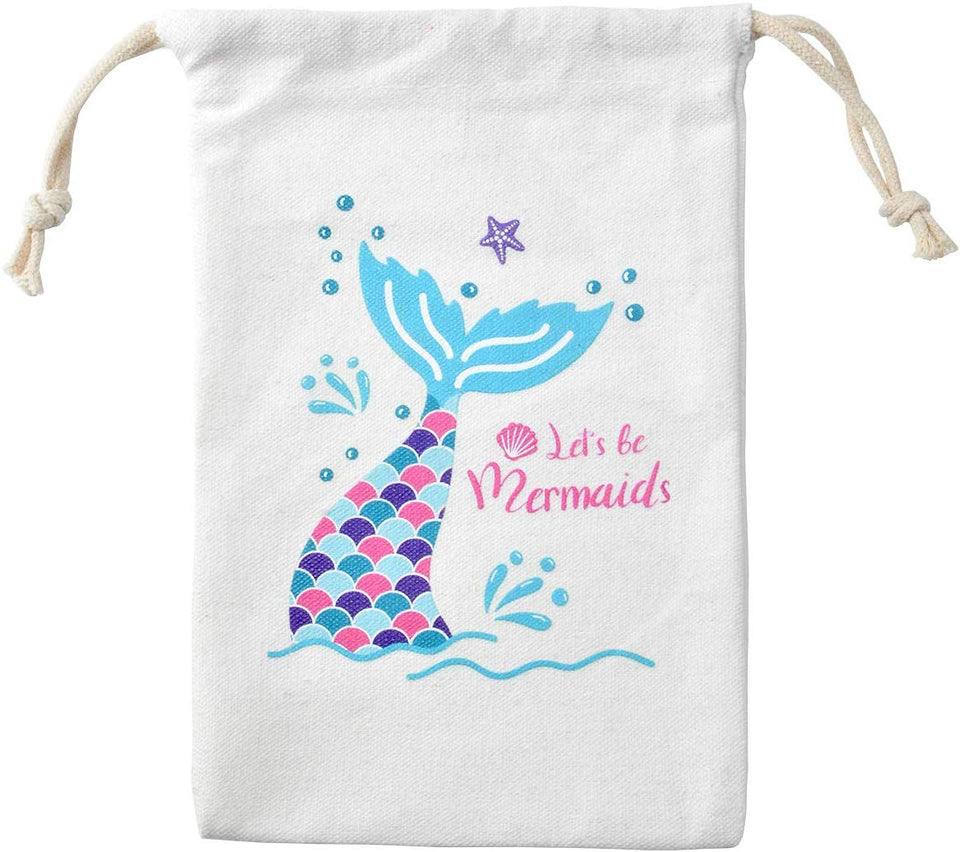 Mermaid Party Favor Bags Cordón Goody Bags for Mermaid Party Supplies 10 Pack