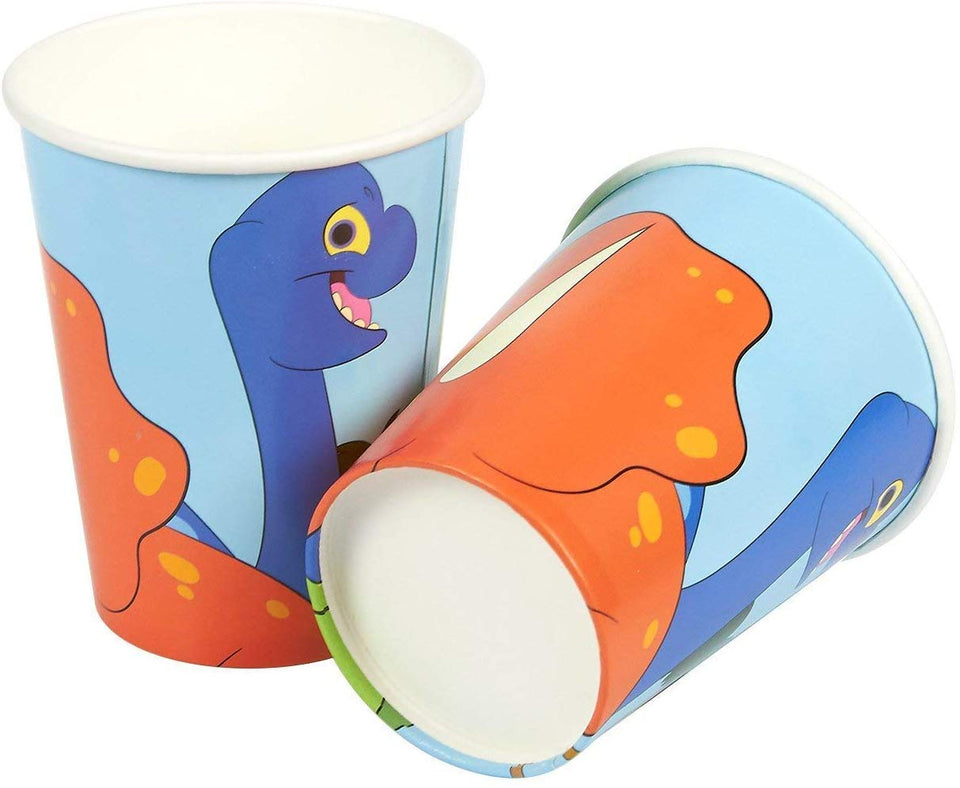 Desechables – Vajilla – Sirve 24 – Incluye Cuchillos de plástico, Cucharas, tenedores, platos de papel, servilletas, tazas, negro, color blanco, Dinosaurios, 144, 1.00