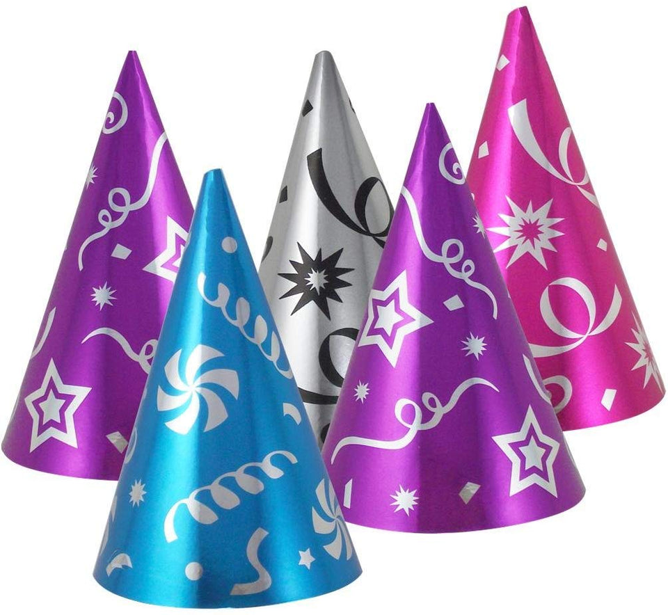 Paquete Surtido de Cumpleaños para 10 Personas - Kit Multicolor con Gorros, Diademas, silbatos, Globos y Vela - Articulos para Fiestas
