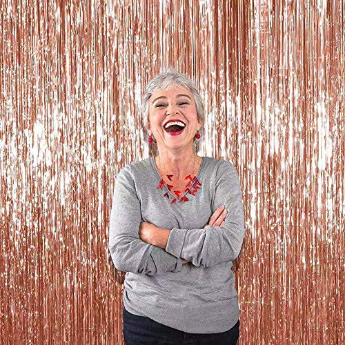 PUBAMALL Telón de Fondo de Foto, para decoración de Boda de Fiesta de cumpleaños, decoración de Fiesta de (2 Pack (100 * 200cm), Oro Rosa)