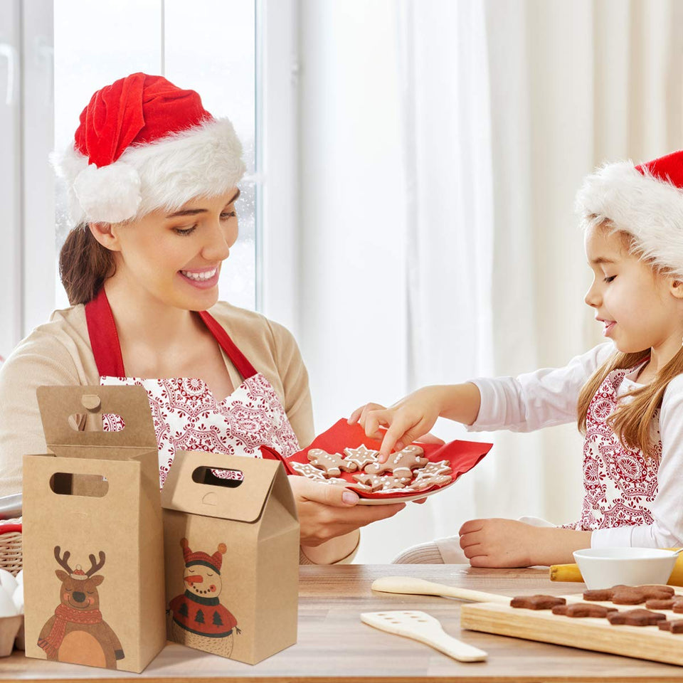 BESTONZON bolsas de regalo de navidad papel kraft fiesta creativa única favorece bolsas bolsas de regalos bolsas de envoltura de regalos para banquete de cumpleaños de navidad 16 piezas