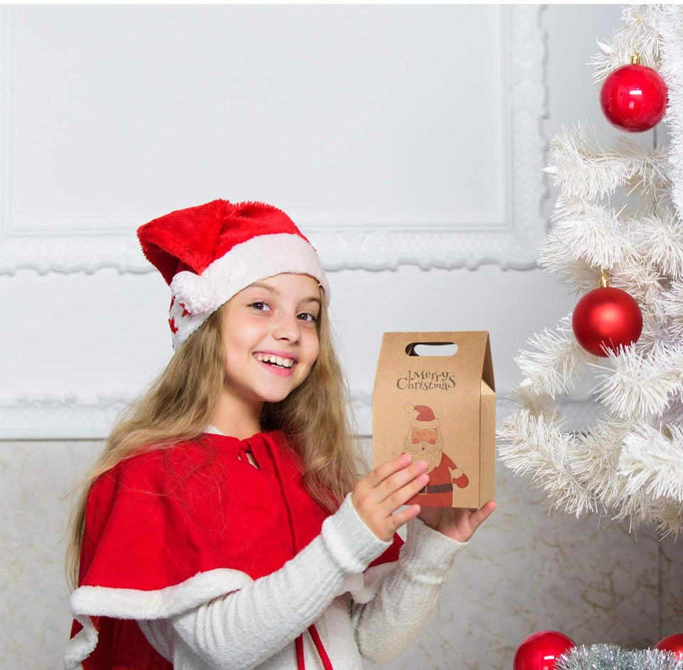 BESTONZON bolsas de regalo de navidad papel kraft fiesta creativa única favorece bolsas bolsas de regalos bolsas de envoltura de regalos para banquete de cumpleaños de navidad 16 piezas
