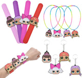Paquete de favores de la fiesta para los Llaveros de la pulsera del collar del favor para los artículos del partido del tema de la"sorpresa de Lol"