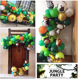 Globos de decoración para fiestas de safari, 114 piezas de animales de la selva, decoración de fiesta para niños, cumpleaños, safari, baby shower, cupcakes, toppers de látex y globos de papel de aluminio.