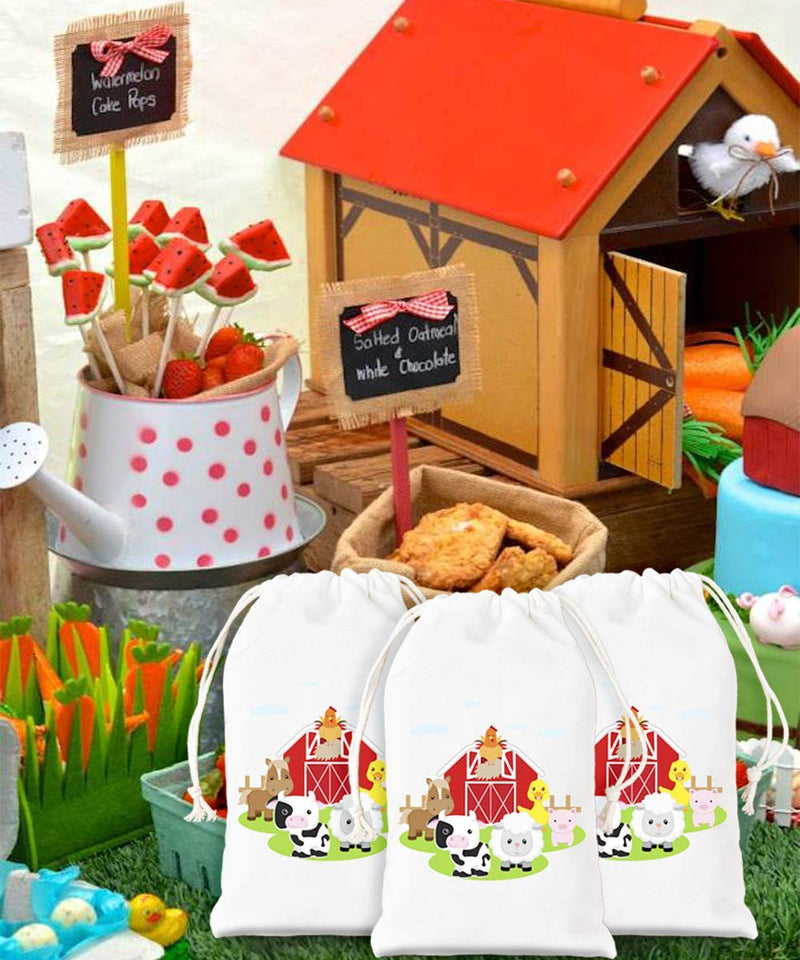 KREATWOW Animal Farm Party Party Bags Barnyard Treat Treat Goody Candy Bags para Fiesta de Cumpleaños Baby Shower Supplies 12 Pack