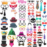 FRESHME DIY Photo Booth Props Kit - 90pcs PhotoBooth Prop Funny Atrezzo Favorecer Incluyendo Cómica Divertida Creativa Bigotes Gafas Pelo Arcos Sombreros Labios para el Partido Boda Cumpleañosde