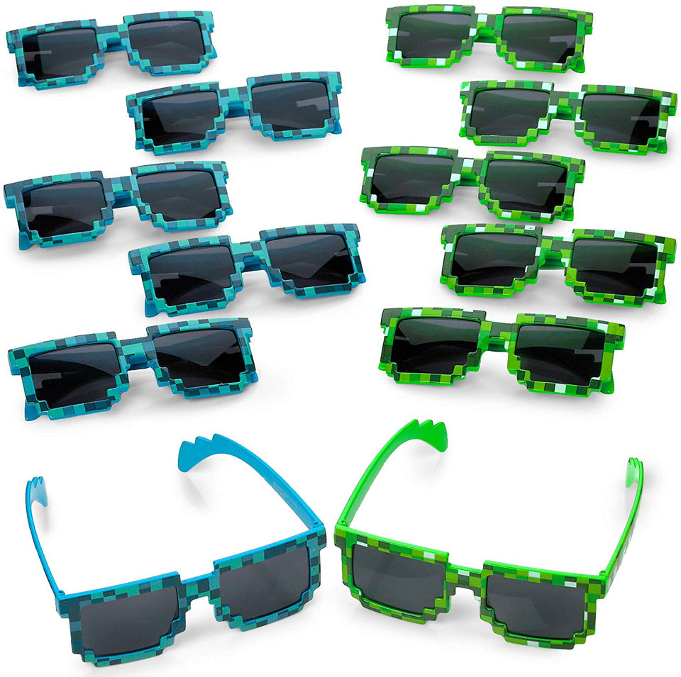 Katzco Pixel - anteojos de Sol para Fiestas de cumpleaños para niños y Adultos, 12 Unidades