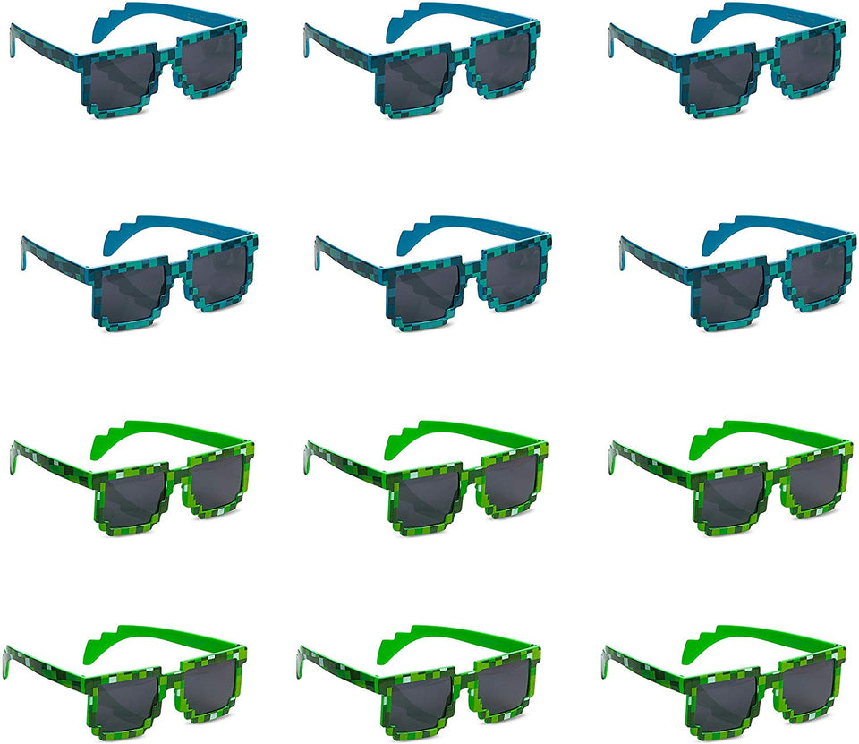 Katzco Pixel - anteojos de Sol para Fiestas de cumpleaños para niños y Adultos, 12 Unidades