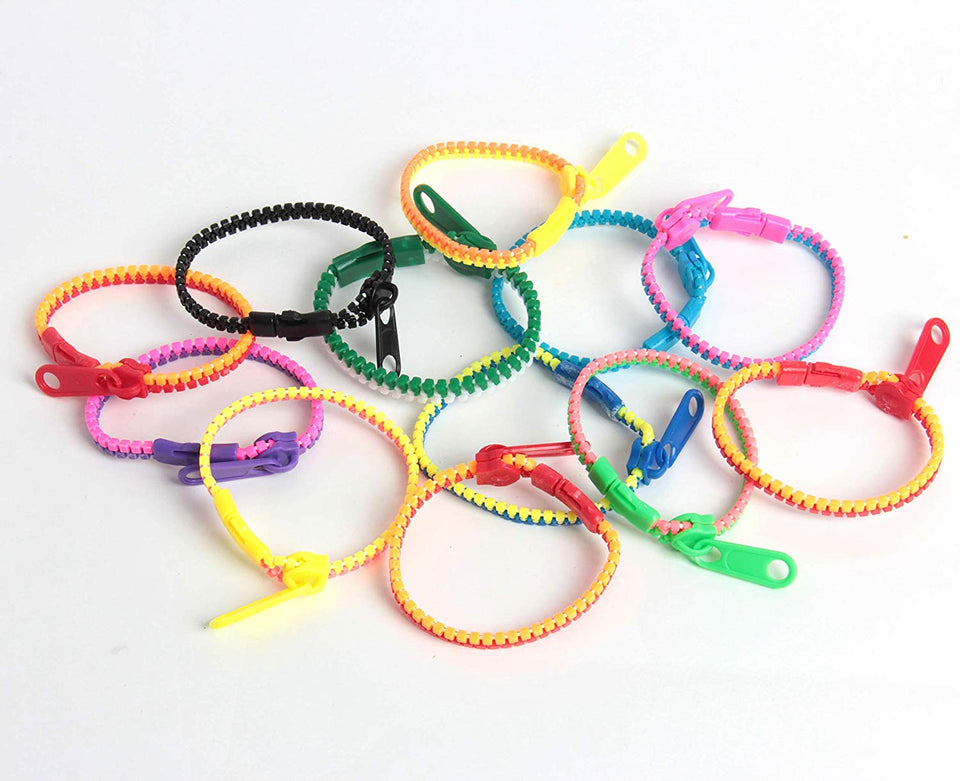 SBYURE - Pulsera de 40 piezas con cierre de cierre, colores neón, sensorial, juego de juguetes para fiestas para estudiantes, niños, cumpleaños, bolsas de dulces, premios pequeños, mixto