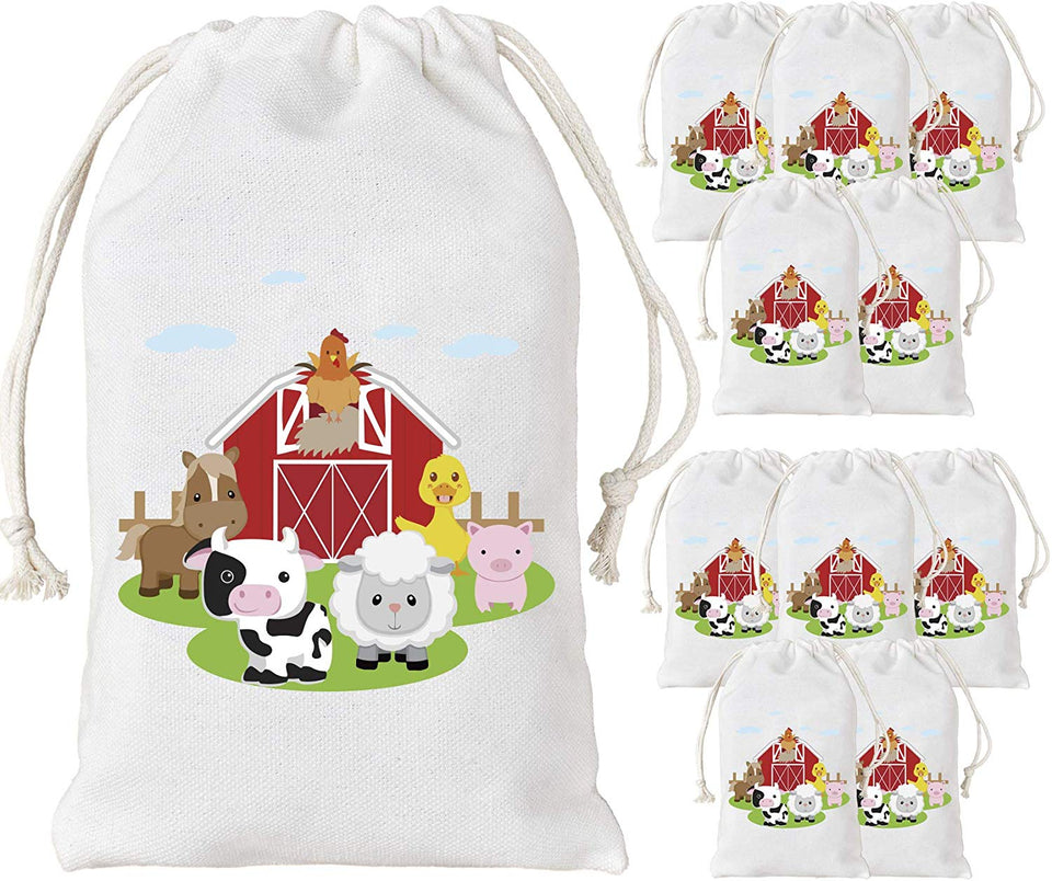 KREATWOW Animal Farm Party Party Bags Barnyard Treat Treat Goody Candy Bags para Fiesta de Cumpleaños Baby Shower Supplies 12 Pack