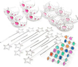 Princess Pretend Play Set - Easter Tiara Dress Up Play Set - Crowns, Wands, and Jewels - Princess Girls Party Favors - Princess Costume Party Play Set, (12 Princess Crown Tiaras, 12 Wands, 24 Rings)