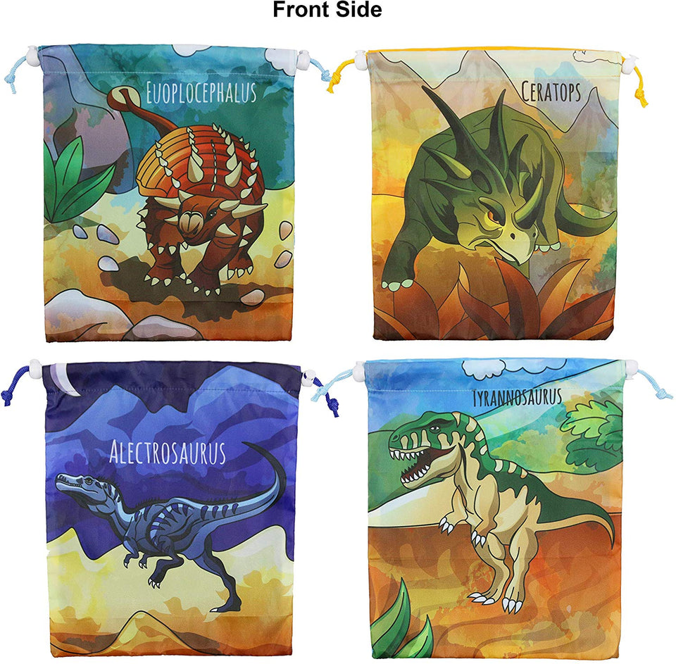 BeeGreen Dinosaur Party Supplies Favors Bolsas para niños niños y niñas Cumpleaños 12 Pack Dino Cordón Goody Bolsa de Regalo