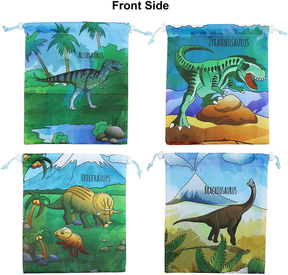 BeeGreen Dinosaur Party Supplies Favors Bolsas para niños niños y niñas Cumpleaños 12 Pack Dino Cordón Goody Bolsa de Regalo